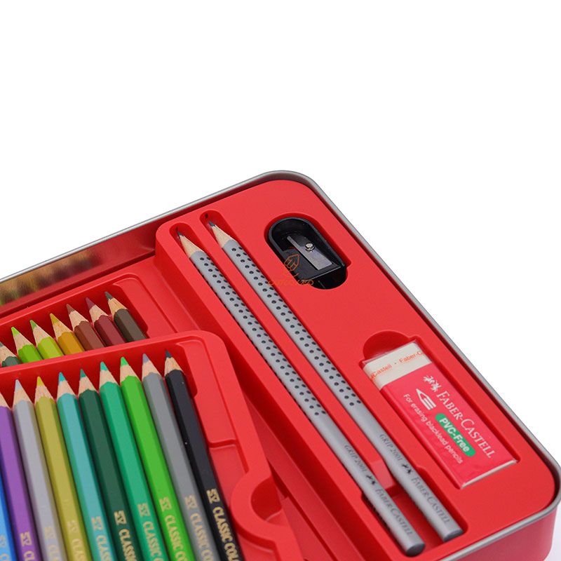 مداد رنگی 60 رنگ کلاسیک جعبه فلزی فابرکاستل FABERCASTELL (10)