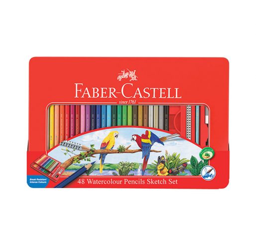 مداد آبرنگی 48 رنگ فلزی طرح طوطی فابر کاستل