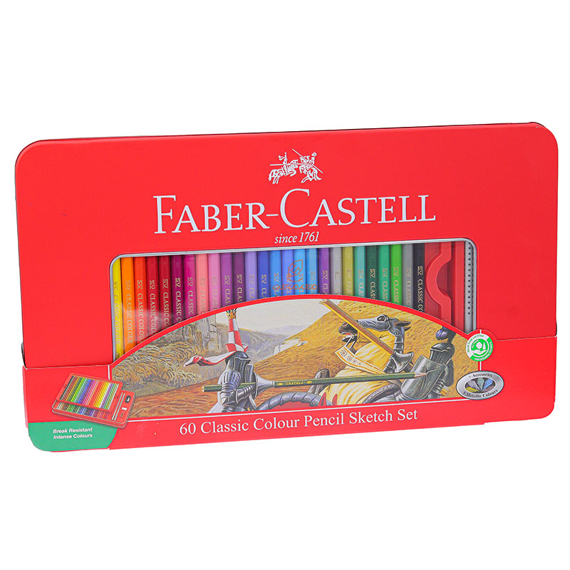 مداد رنگی 60 رنگ کلاسیک جعبه فلزی فابرکاستل FABERCASTELL