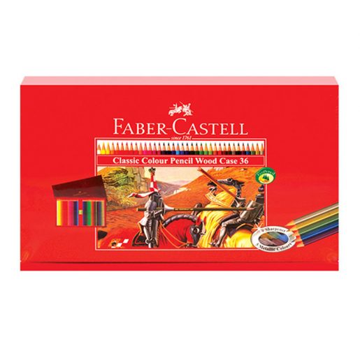 مداد رنگی 36 رنگ جعبه چوبی کلاسیک فابرکاستل