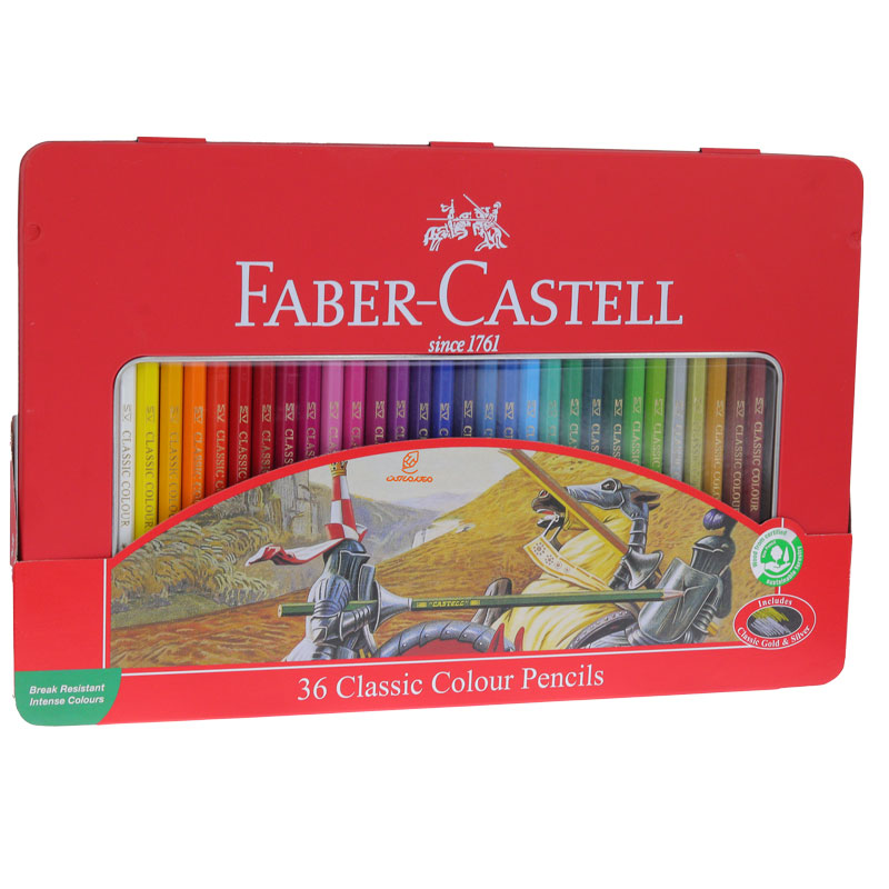 مداد رنگی 36 رنگ جعبه فلزی فابرکاستل FABERCASTELL