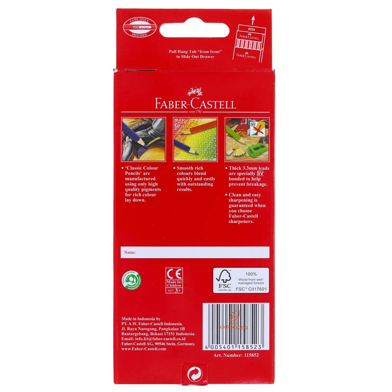 مداد رنگی 12 رنگ کلاسیک جعبه مقوایی فابرکاستل FABERCASTELL (3)