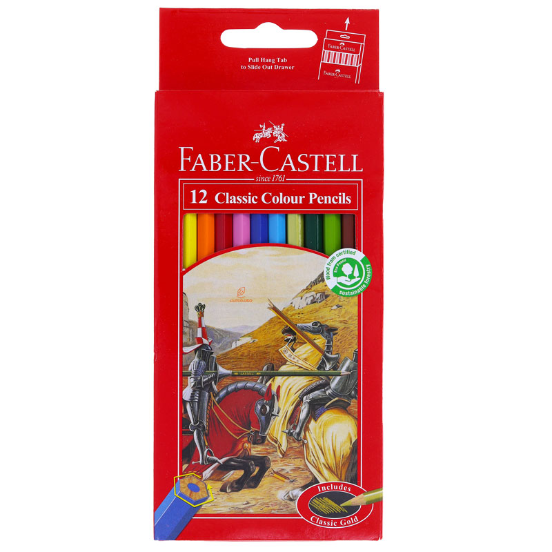 مداد رنگی 12 رنگ کلاسیک جعبه مقوایی فابرکاستل FABERCASTELL