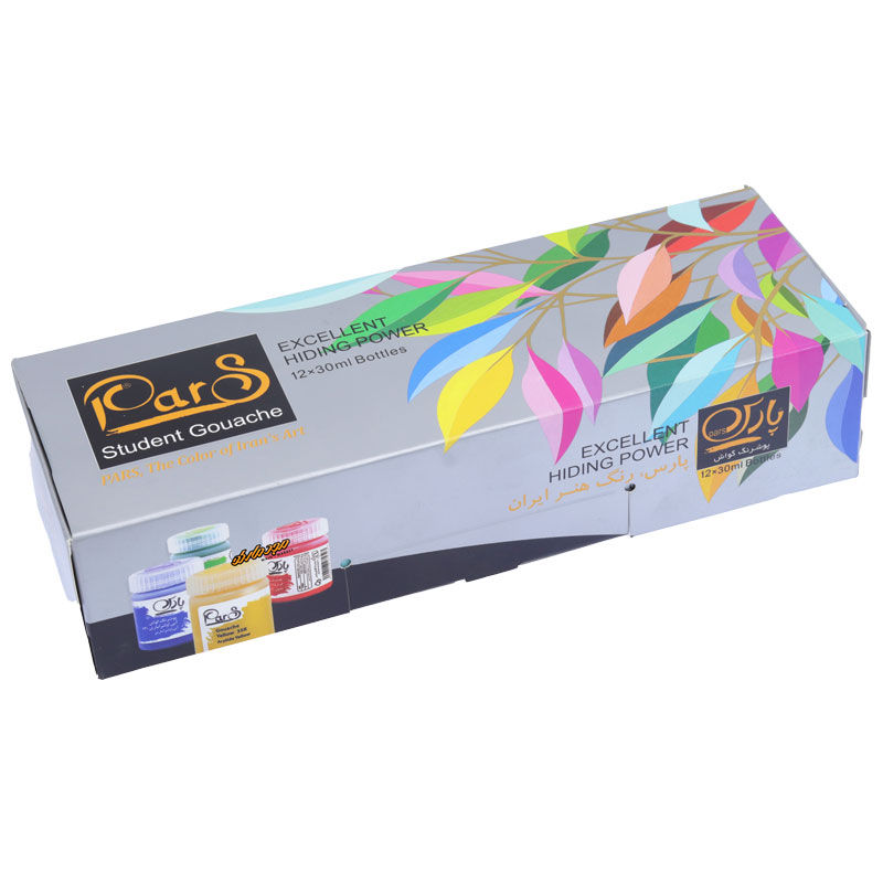 گواش 12 رنگ جعبه طوسی پارس