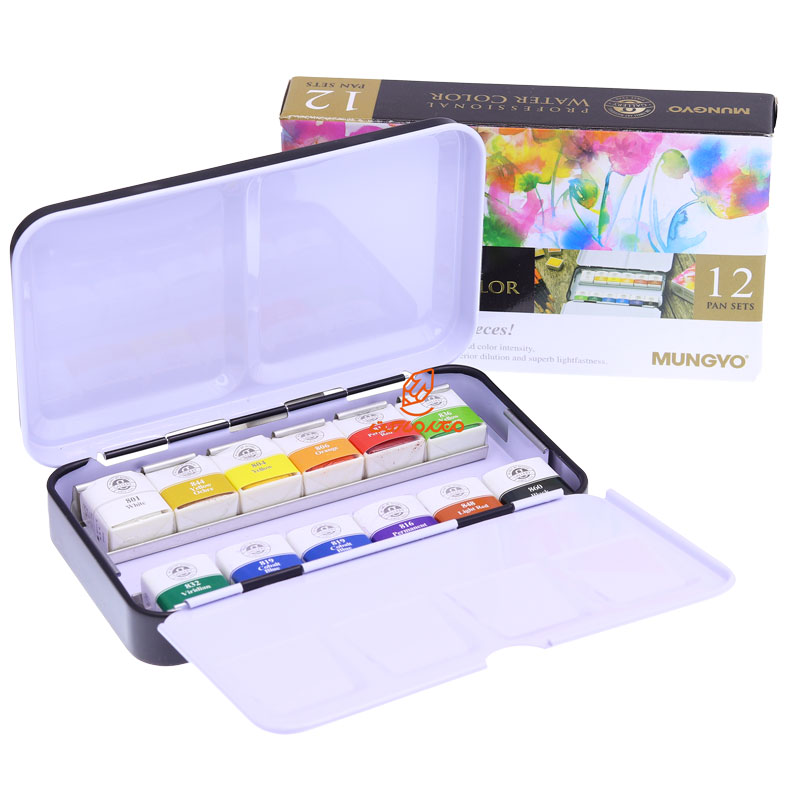 آبرنگ 12 رنگ قرص نیمه مانگیو MUNGYO