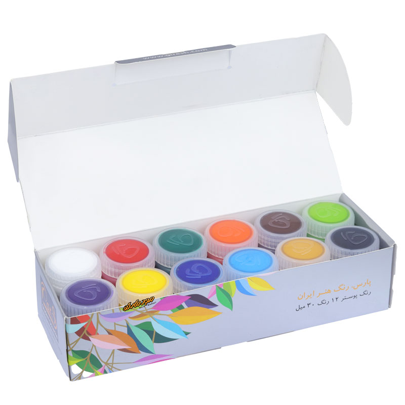گواش 12 رنگ جعبه طوسی پارس (4)