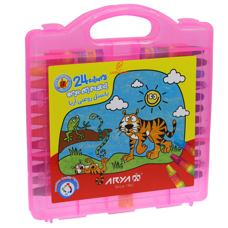 پاستل روغنی 24 رنگ طلقی 2031 صورتی آریا (2)