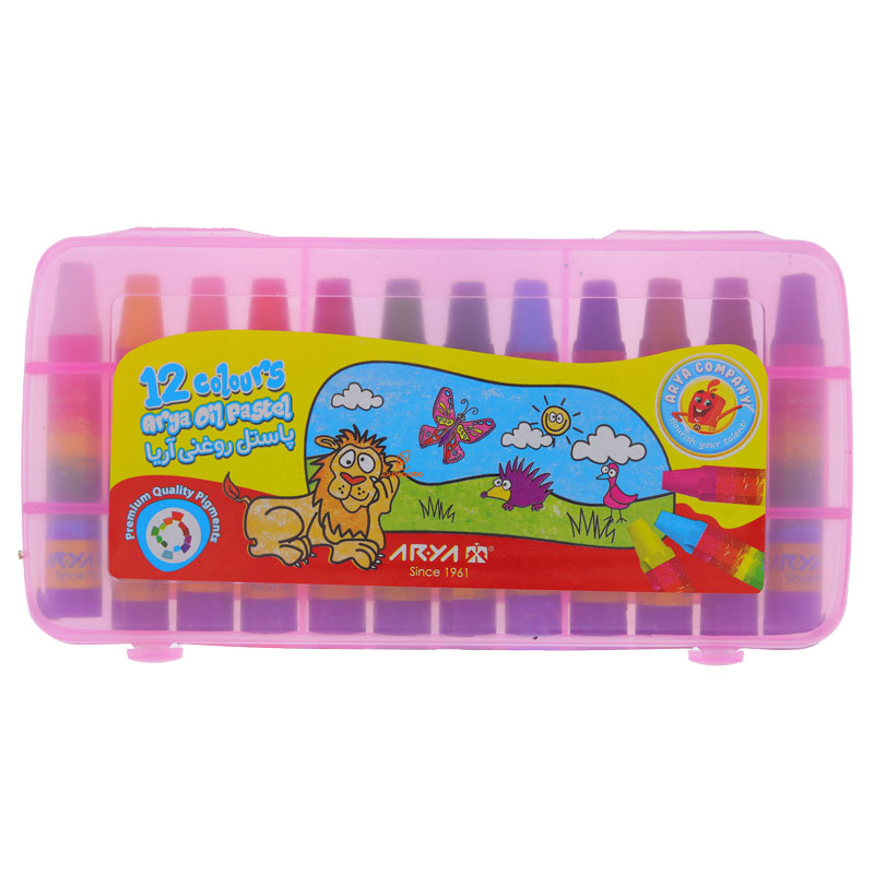 پاستل 12 رنگ طلقی صورتی آریا