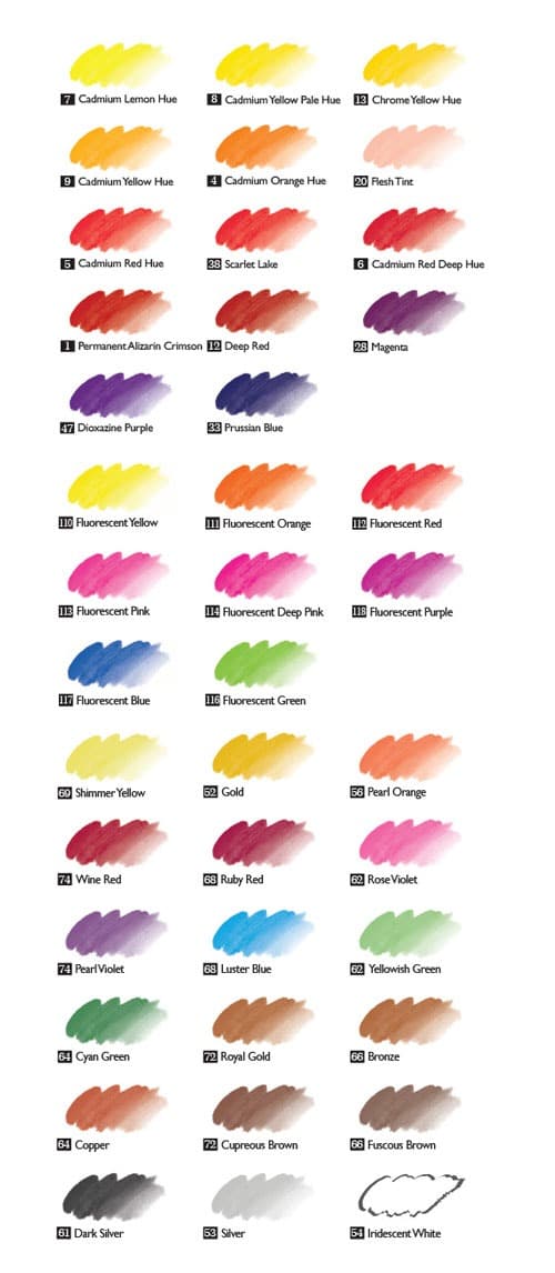 چارت رنگ اکریلیک وستا