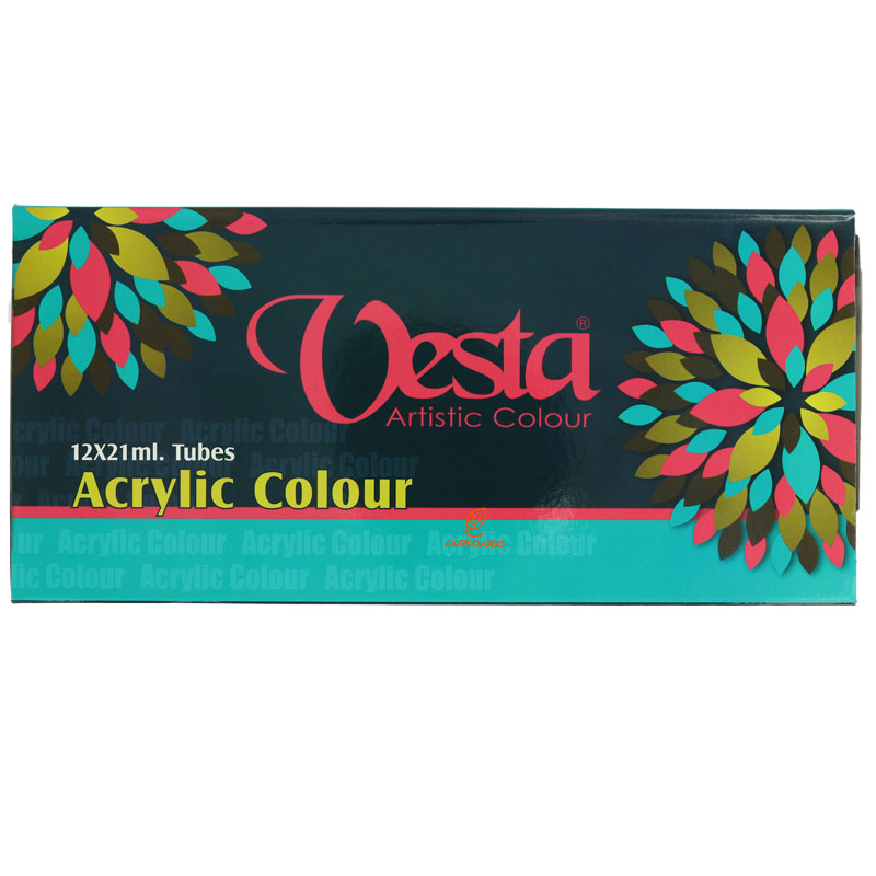 رنگ اکریلیک 12 رنگ 21 میل وستا VESTA