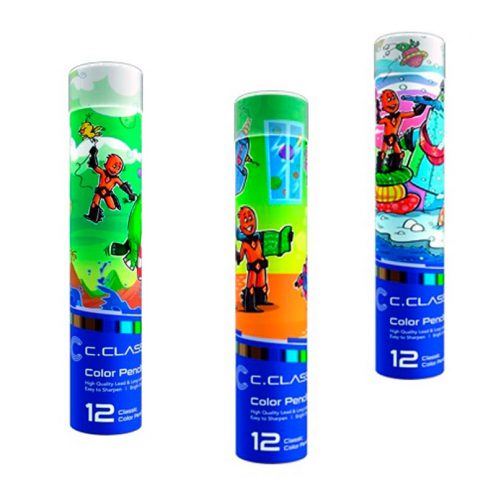 مداد رنگی 12 رنگ استوانه ای سی کلاس C.CLASS