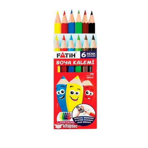 مداد رنگی 6 رنگ مقوایی فاتیح