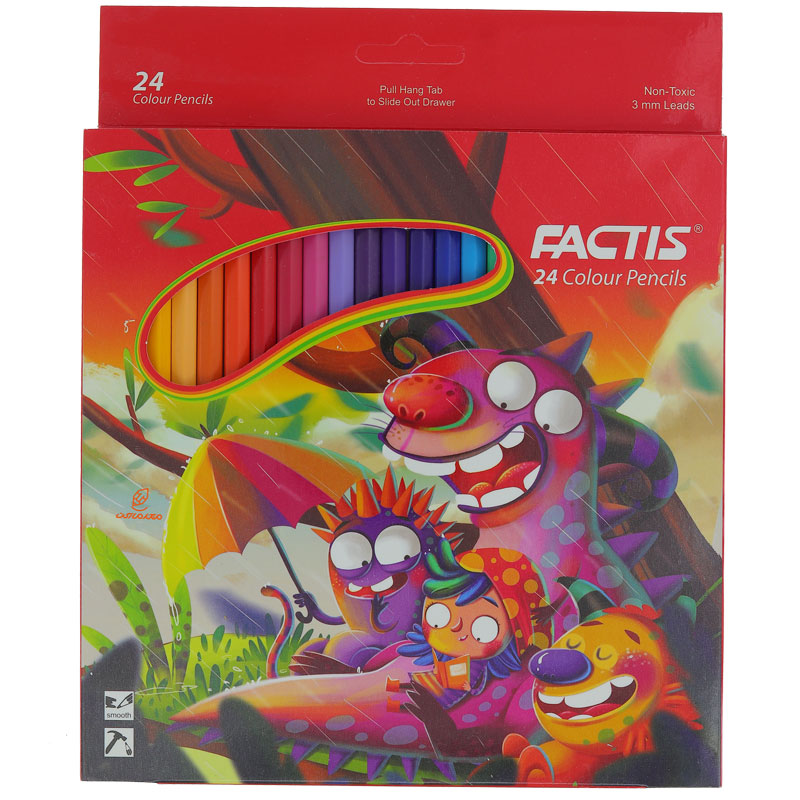 مداد رنگی 24 رنگ جعبه مقوایی طرح حیوانات عجیب فکتیس