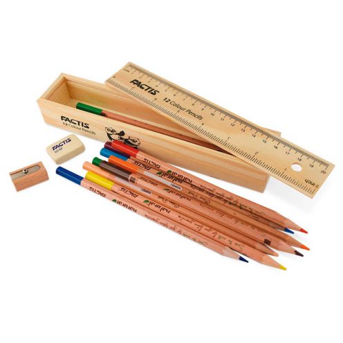مداد رنگی 12 رنگ چوبی کشویی فکتیس FACTIS