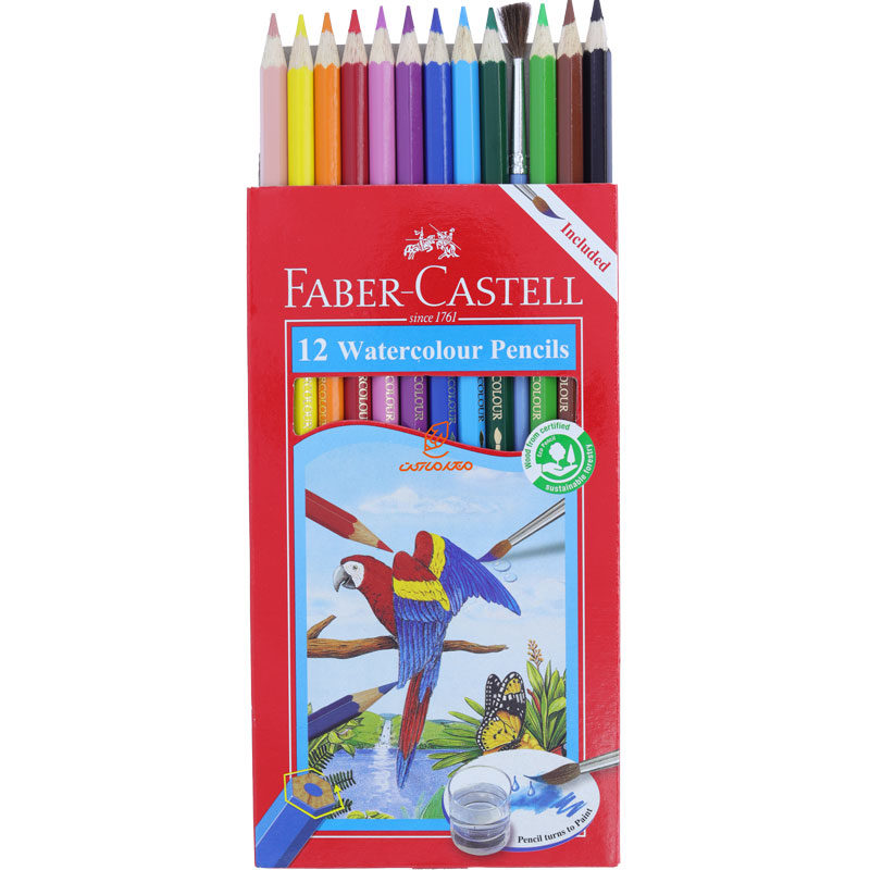مداد رنگی آبرنگی 12 رنگ جعبه مقوایی طرح طوطی فابرکاستل FABERCASTELL (3)