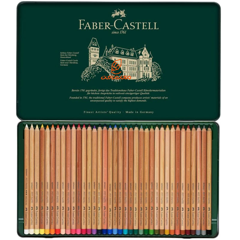 مداد رنگی پاستلی 36 رنگ جعبه فلزی فابر کاستل (3)