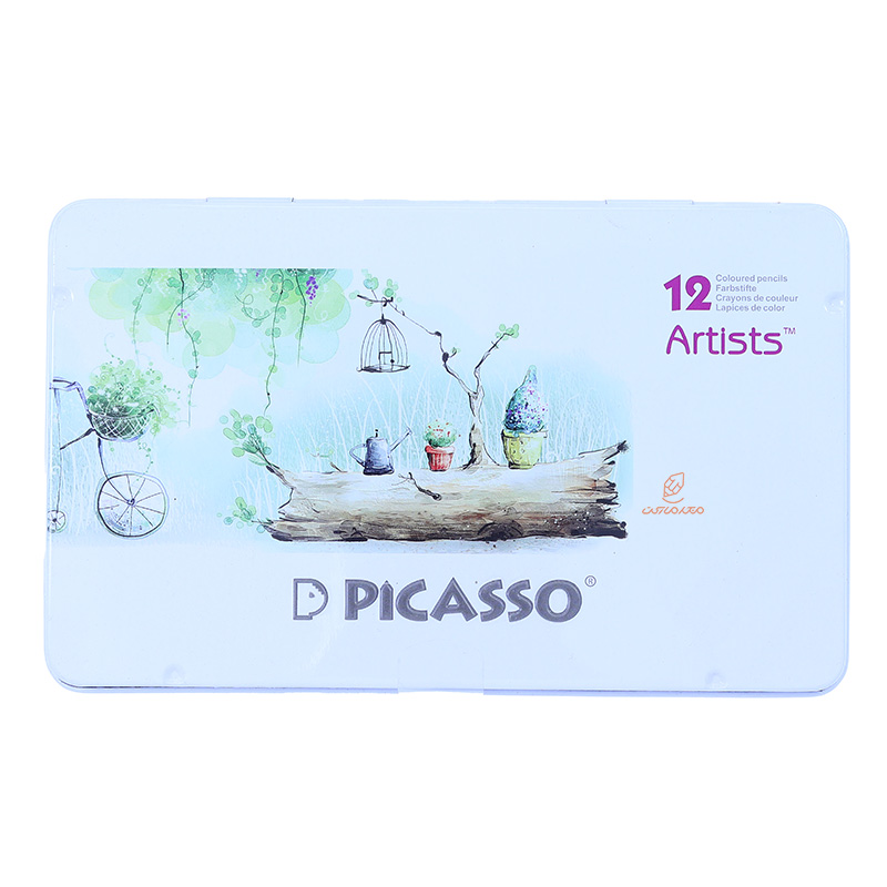 مداد رنگی آرتیست 12 رنگ جعبه فلزی پیکاسو
