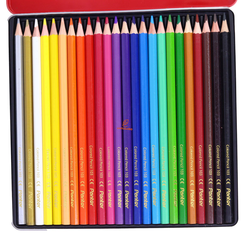 مداد رنگی 24 رنگ جعبه فلزی تخت طرح زرافه پنتر PANTER (4)