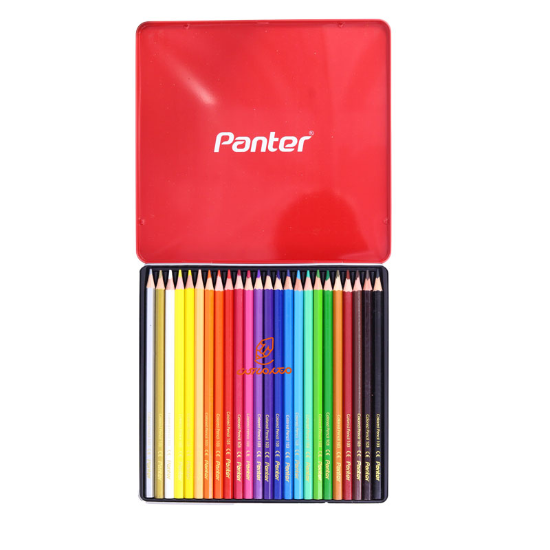 مداد رنگی 24 رنگ جعبه فلزی تخت طرح زرافه پنتر PANTER (3)