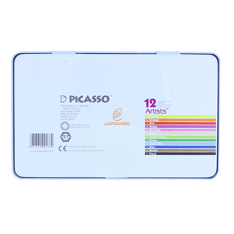 مداد رنگی آرتیست 12 رنگ جعبه فلزی پیکاسو (2)