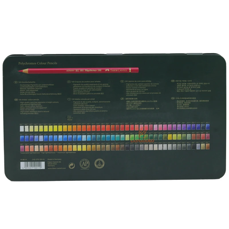 مداد رنگی 120 رنگ پلی کروموس جعبه فلزی فابرکاستل FABERCASTELL (2)