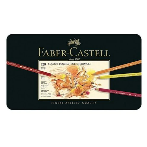 مداد رنگی 120 رنگ پلی کروموس جعبه فلزی فابرکاستل FABERCASTELL