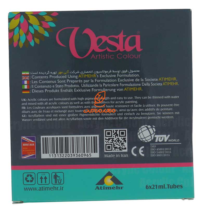 رنگ اکریلیک 6 رنگ 21 میل وستا VESTA (3)