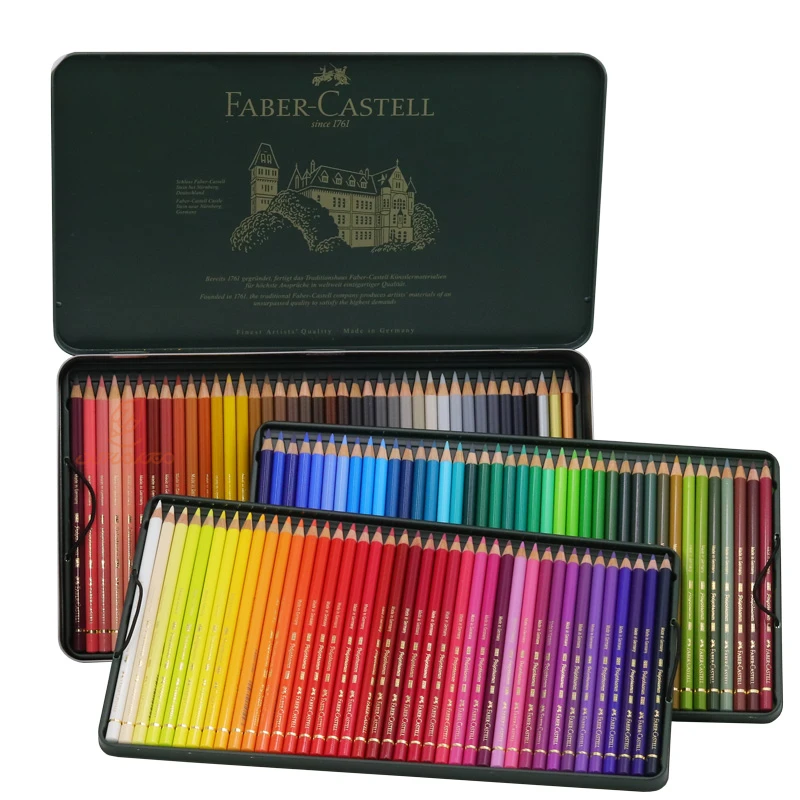 مداد رنگی 120 رنگ پلی کروموس جعبه فلزی فابرکاستل FABERCASTELL (4)
