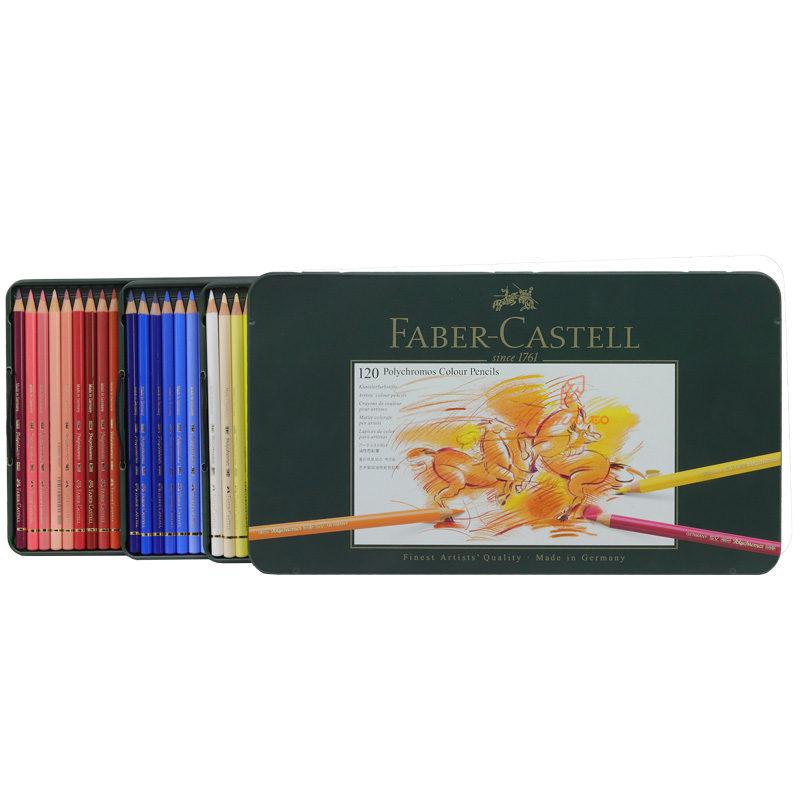مداد رنگی 120 رنگ جعبه فلزی پلی کروم فابر کاستل