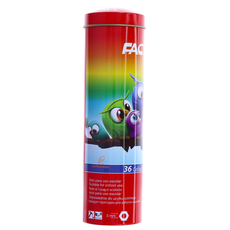 مداد رنگی 36 رنگ جعبه استوانه ای فلزی طرح جغد فکتیس (2)