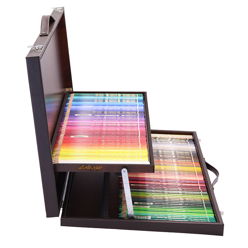 مداد رنگی 120 رنگ پلی کروم فابرکاستل جعبه چوبی (4)