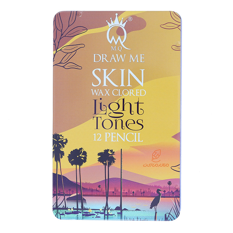 مداد رنگی 12 رنگ جعبه فلزی Light SKIN ام کیو