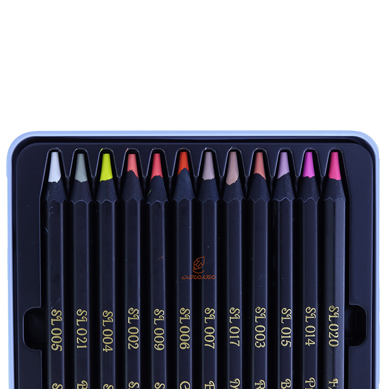 مداد رنگی 12 رنگ جعبه فلزی Light SKIN ام کیو (4)