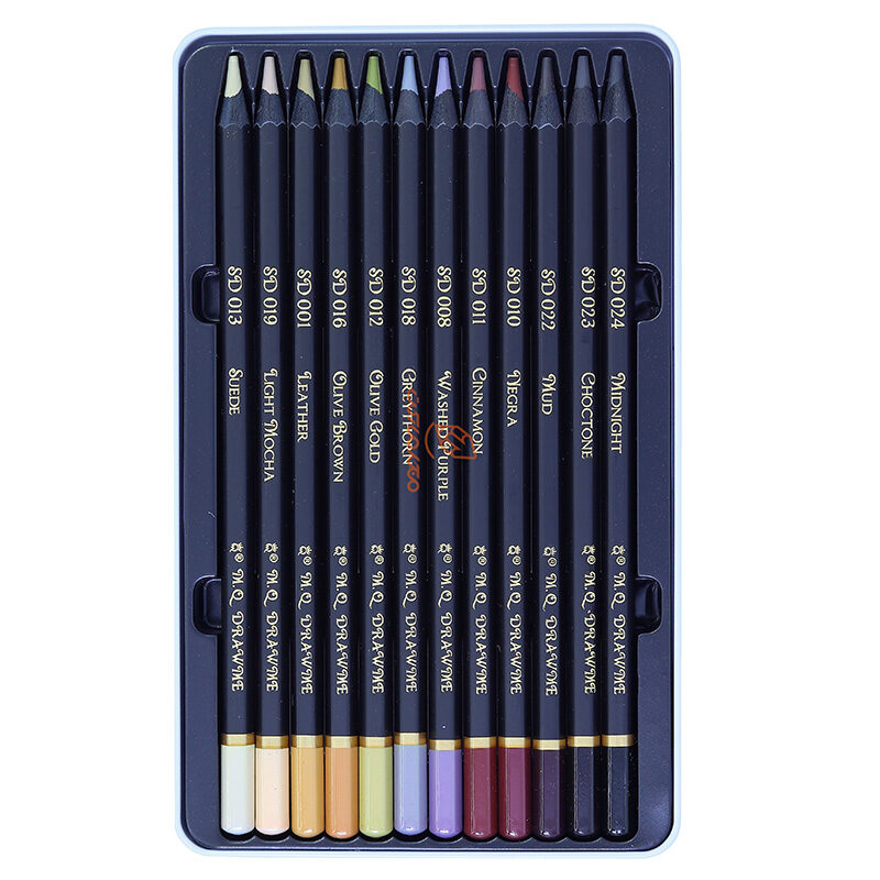 مداد رنگی 12 رنگ جعبه فلزی Dark SKIN ام کیو (33)