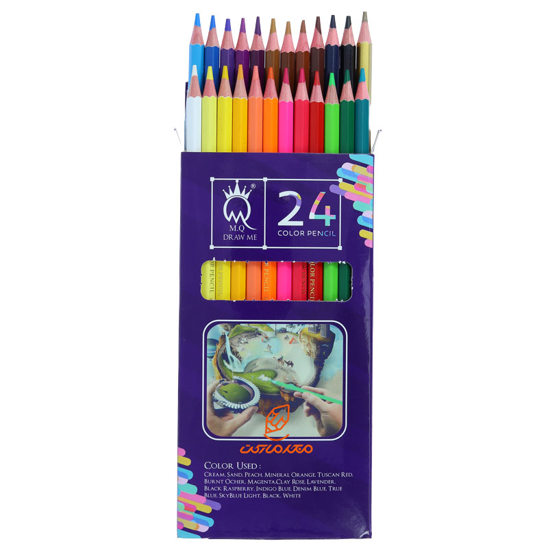مداد رنگی 24 رنگ جعبه مقوایی ام کیو MQ (4)