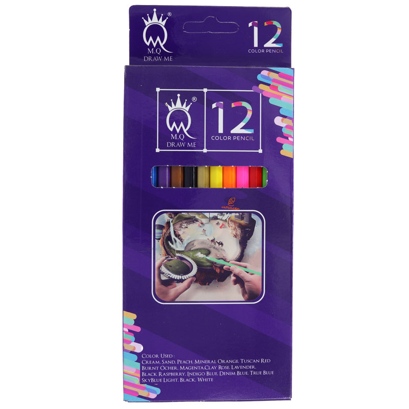 مداد رنگی 12 رنگ مقوایی ام کیو MQ