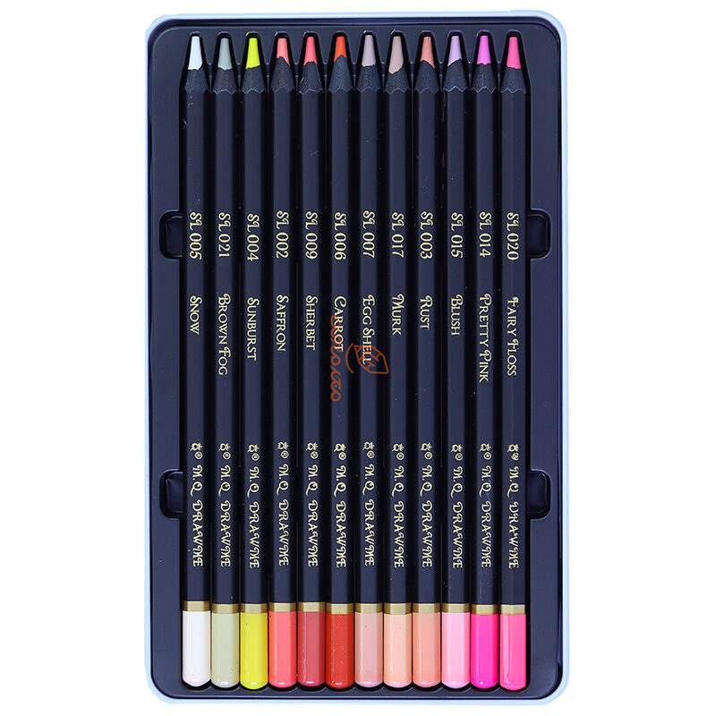 مداد رنگی 12 رنگ جعبه فلزی Light SKIN ام کیو (33)