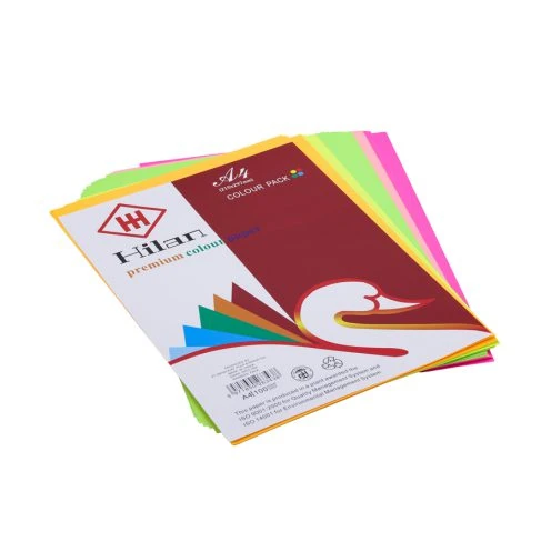 کاغذ رنگی 5 رنگ 100 برگی A4 هیلان