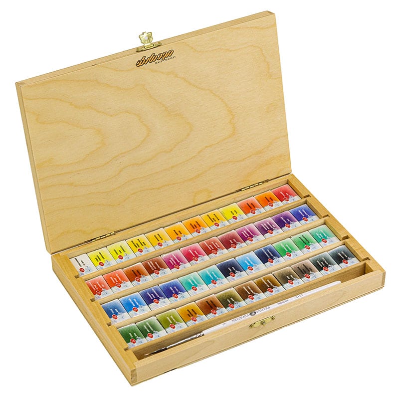آبرنگ 48 رنگ جعبه چوبی سن پترزبورگ