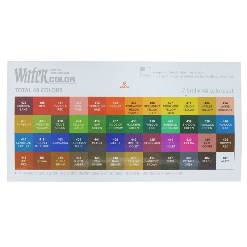 آبرنگ تیوپی 48 رنگ شین هان