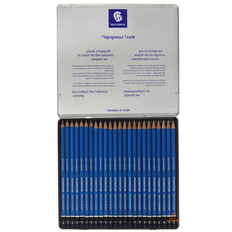 ست مداد طراحی 24 عددی مارس لوموگراف آبی استدلر (1)