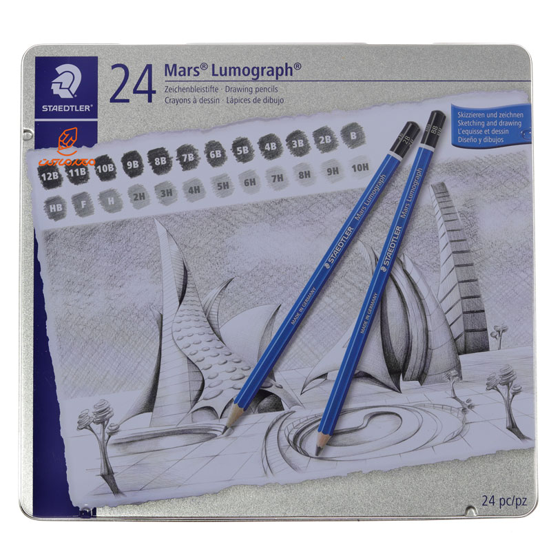 ست مداد طراحی 24 عددی مارس لوموگراف آبی استدلر