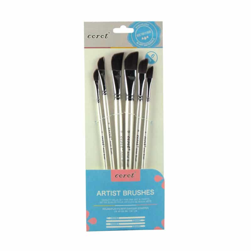 ست قلمو شمشیری دسته صدفی 6 عددی کروت