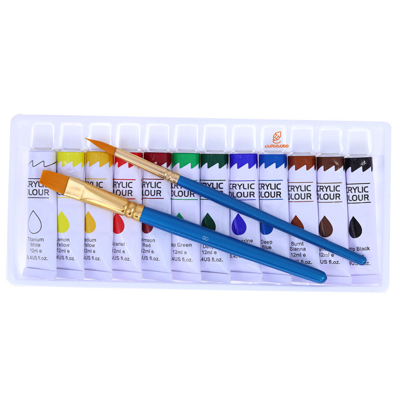 اکریلیک 12 رنگ + قلمو مسکو (4)