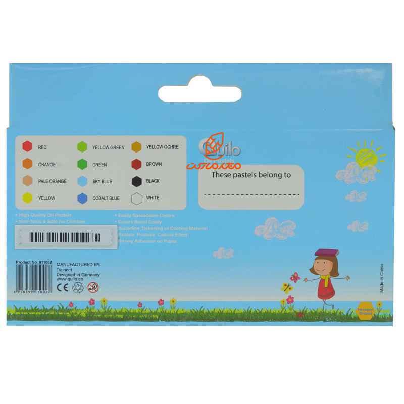 پاستل روغنی 12 رنگ جعبه مقوایی کویلو QUILO (3)