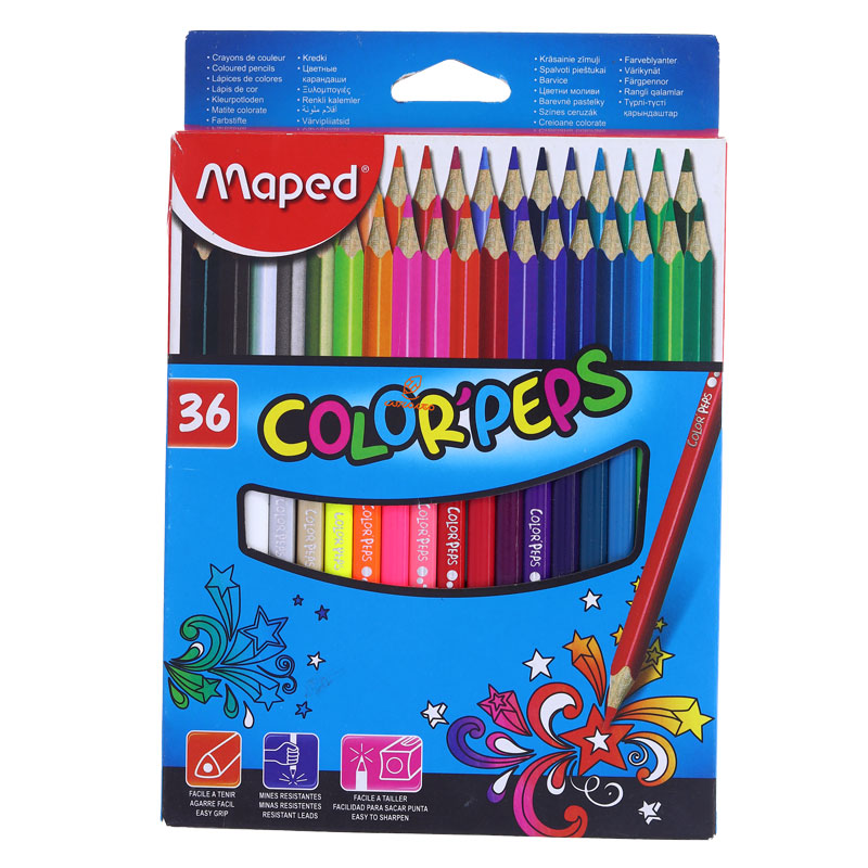 مداد رنگی 36 رنگ جعبه مقوایی مپد