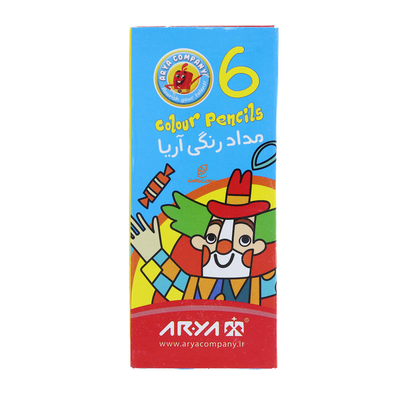 مداد رنگی 6 رنگ کوتاه آریا