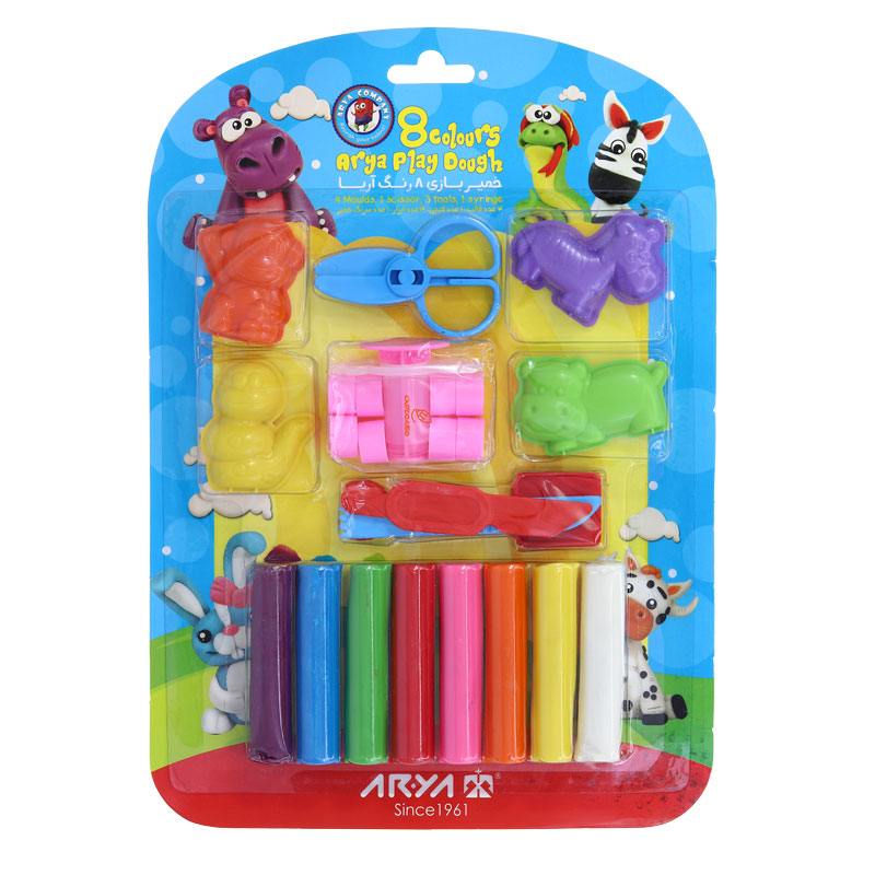 خمیر بازی 8 رنگ وکیوم با ابزار خمیر بزرگ آریا ARYA