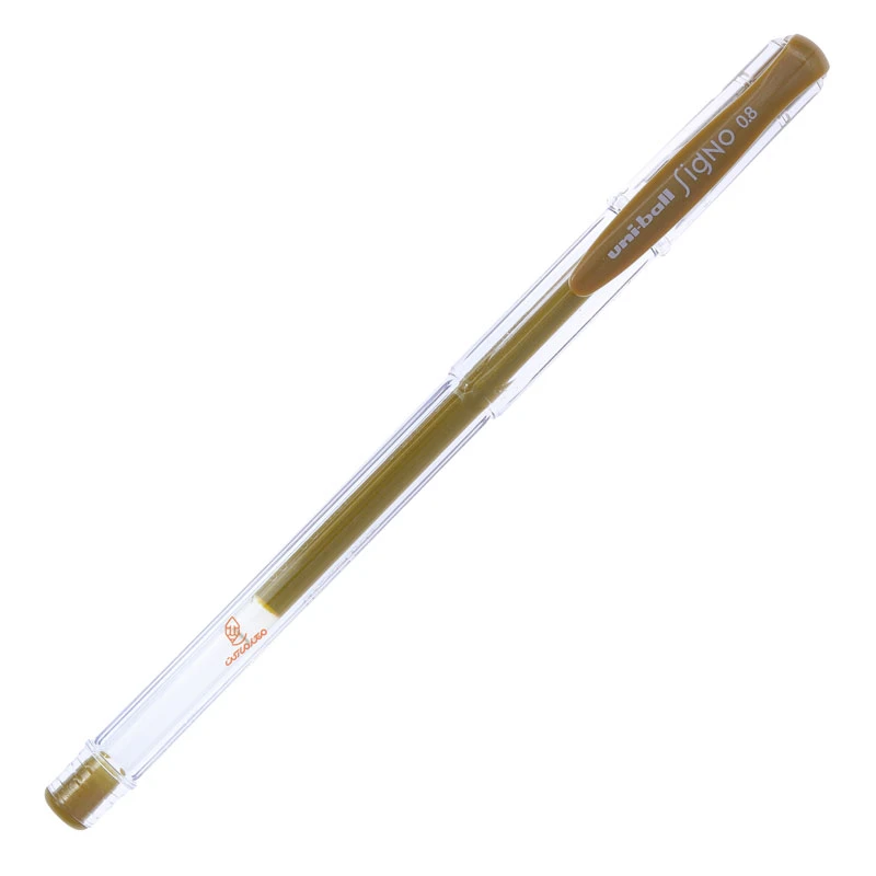 خودکار سیگنو ژل 0.8 طلایی (UM100) یونی بال (2)