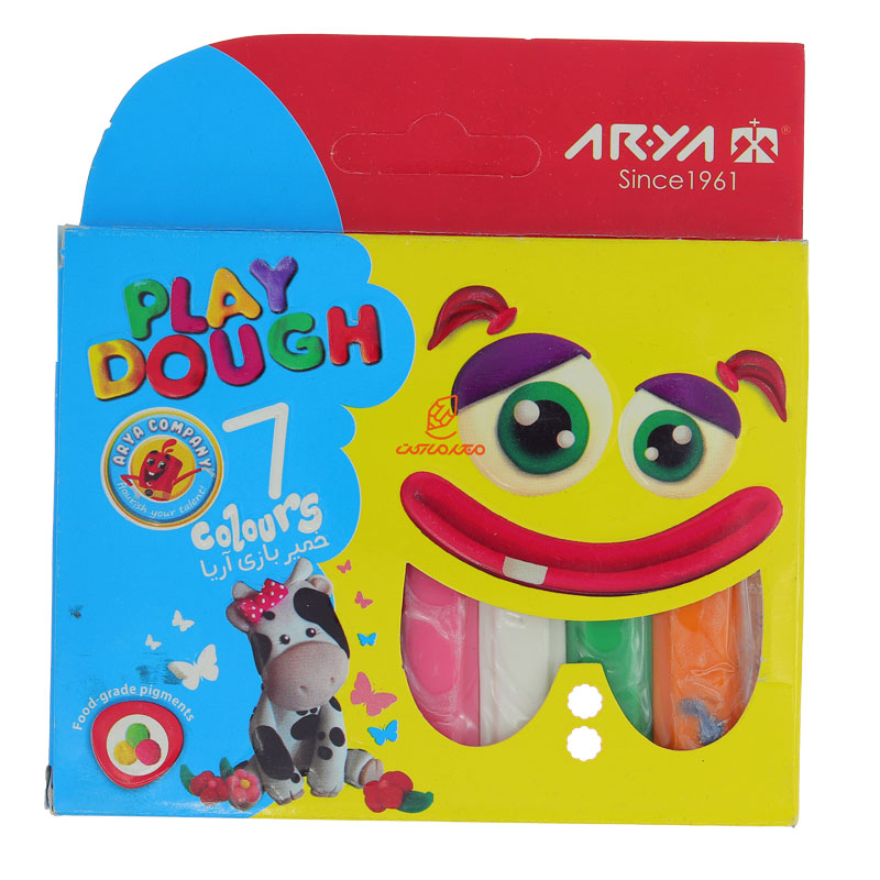 خمیر بازی 7 رنگ جعبه مقوایی آریا